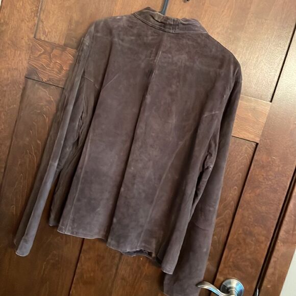NEW Women's Chocolate Brown Suede Button Front Shirt - XL - Picture 2 of 10